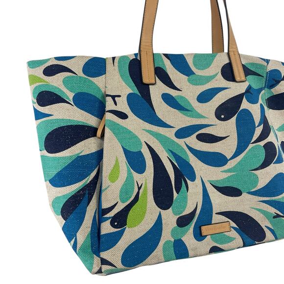 Vera Bradley Canvas Beach Tote Bag Whale Fish Print AS IS - Picture 2 of 9